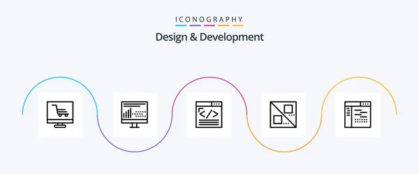 Design Development Line Icon Pack Including Code Design Statistics Cross — Image vectorielle
