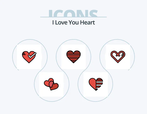 Heart Line Filled Icon Pack Icon Design Love Beat Heart — Stock Vector