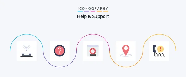 Help Support Flat Icon Pack Including Customer Location Info Service — Vettoriale Stock