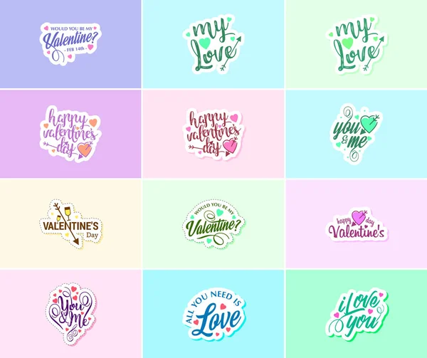 Valentine Day Graphics Stickers Share Your Love Affection - Stok Vektor