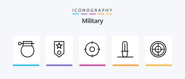 Military Line Icon Pack Including Terrorism Dynamite Badge Bomb Stripe — Stock Vector