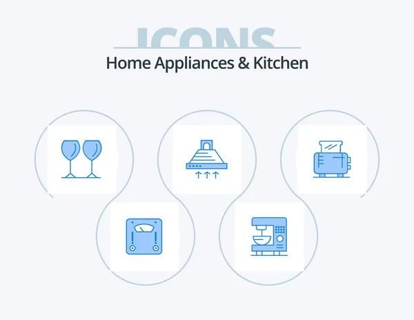 Home Appliances Kitchen Blue Icon Pack Icon Design Electric Exhaust — Image vectorielle