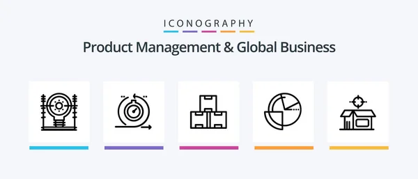 Product Managment Global Business Line Icon Pack Including Performance Management — Stock Vector