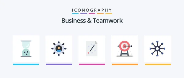 Business Teamwork Flat Icon Pack Including Goal Business Manager Strategy — Archivo Imágenes Vectoriales