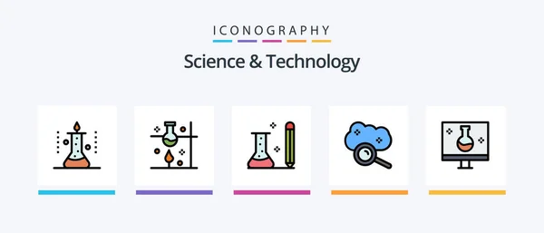Science Technology Line Filled Icon Pack Including Chemical Laboratory Chemical — Vettoriale Stock
