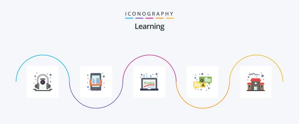 Learning Flat Icon Pack Including Education Building Chat Learning Question — Stok Vektör