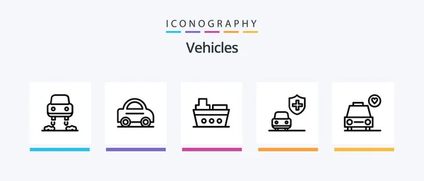 Vehicles Line Icon Pack Including Vehicles Service Steering Star Creative — Archivo Imágenes Vectoriales