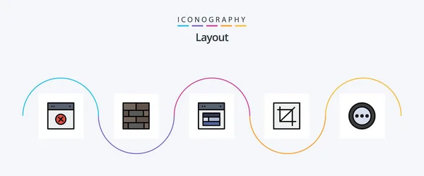 Layout Line Filled Flat Icon Pack Including Layout Design Strategy — Archivo Imágenes Vectoriales