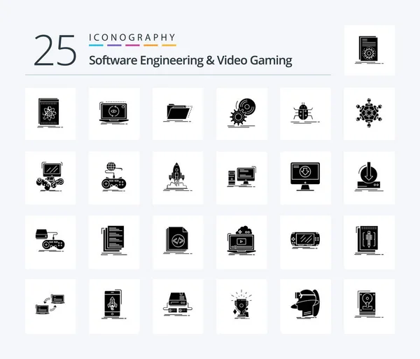 Software Engineering Video Gaming Solid Glyph Icon Pack Including Install — Image vectorielle