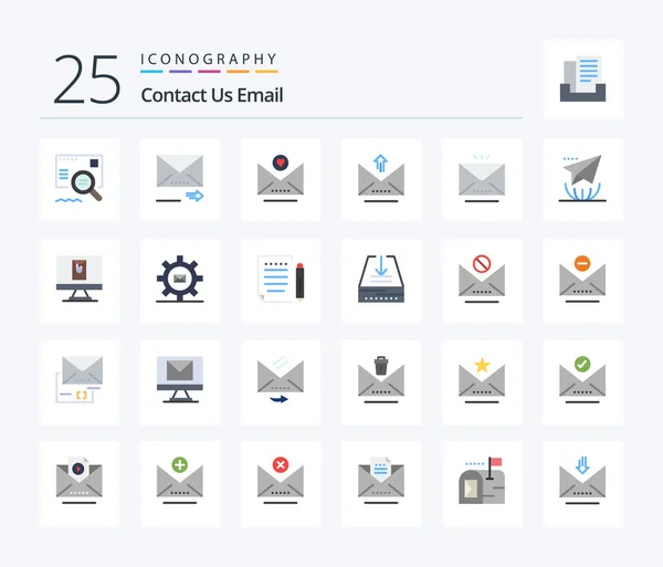 Email Flat Color Icon Pack Including Mail Email Email Upload — Wektor stockowy