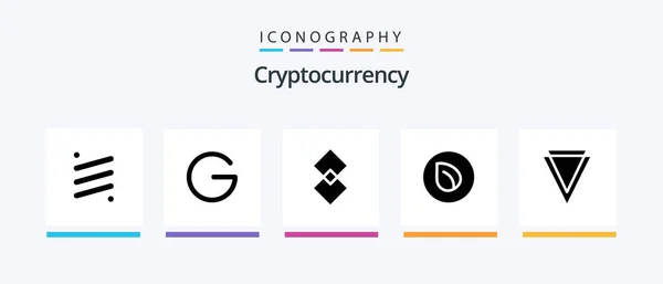 Cryptocurrency Glyph Icon Pack Including Peer Coin Crypto Currency Coin — Stockvektor