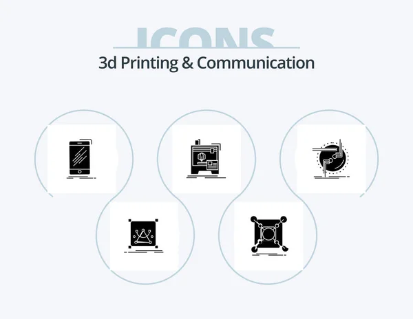 Printing Communication Glyph Icon Pack Icon Design Machine Data Telephone — Stok Vektör