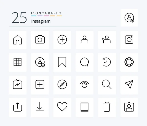 Instagram Line Icon Pack Including Camera Instagram Contact Discover People — Archivo Imágenes Vectoriales