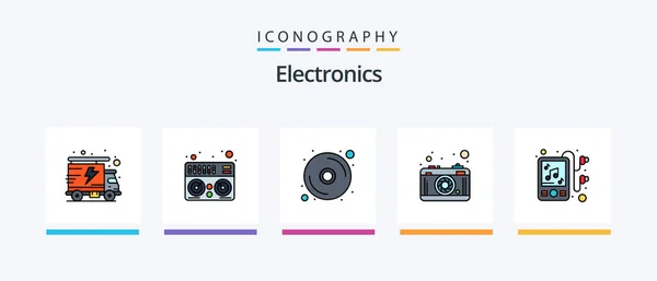 Electronics Line Filled Icon Pack Including Technology Device Laptop Light — Archivo Imágenes Vectoriales