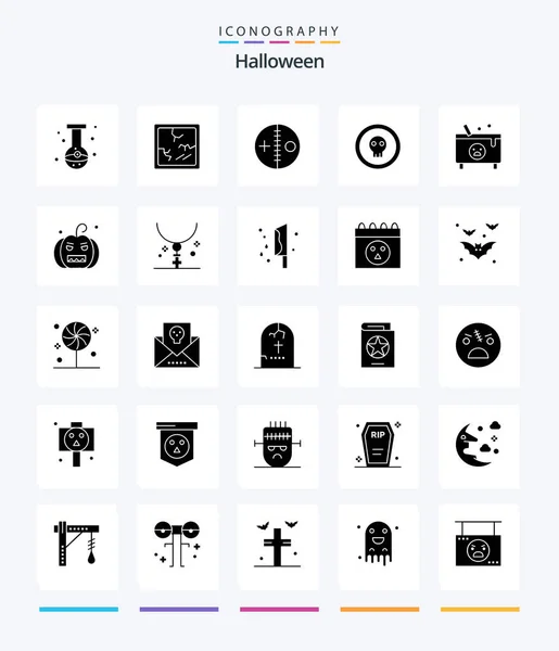 Creative Halloween Glyph Solid Black Icon Pack Pirate Halloween Costume — Vettoriale Stock