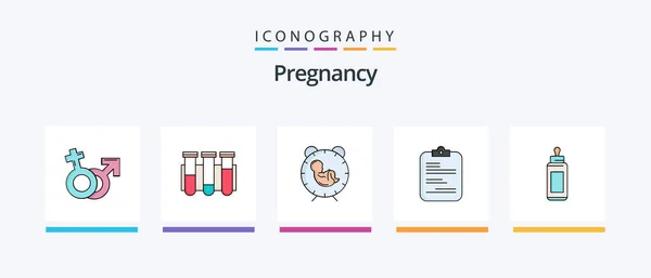 Pregnancy Line Filled Icon Pack Including Mars Gender Laboratory Packet — Stock Vector