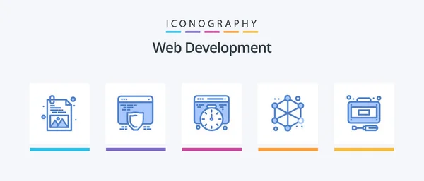 Web Development Blue Icon Pack Including Service Recuperation Web Development — Archivo Imágenes Vectoriales