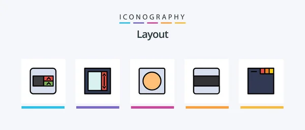 Layout Line Filled Icon Pack Including Structure Browser Sitemap Radio — Stok Vektör