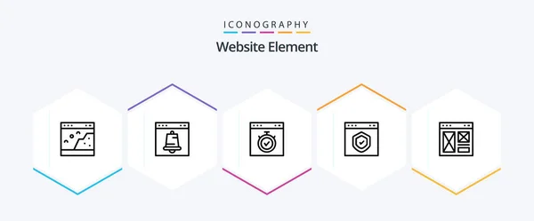 Website Element Line Icon Pack Including Interface Browser Interface Time — Image vectorielle