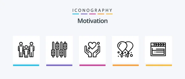 Motivation Line Icon Pack Including Motivation Emojis Locker Motivation Heart — Stock vektor