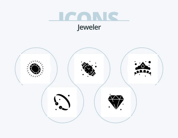 Jewellery Glyph Icon Pack Icon Design Fashion Jewelry Fashion Watch — Stockvektor