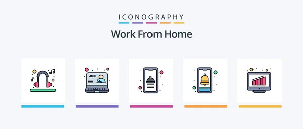 Work Home Line Filled Icon Pack Including Meeting Chart Video — Image vectorielle