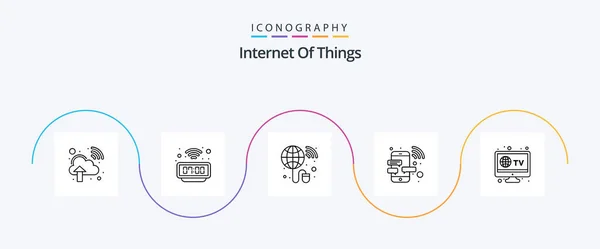 Internet Things Line Icon Pack Including Television Smart Internet Phone — Stok Vektör