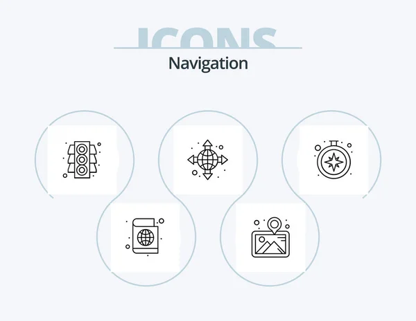 Navigation Line Icon Pack Icon Design Location Arrow Back Location — Stock vektor