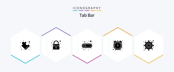 Tab Bar Glyph Icon Pack Including Settings Switch Gear Stopwatch — Stok Vektör