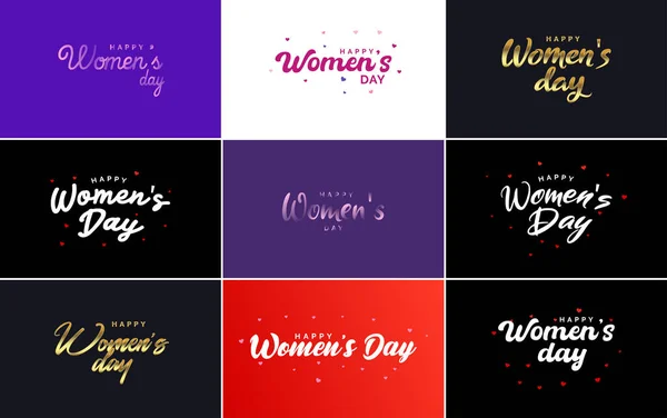 International Women Day Greeting Card Template Floral Design Hand Lettering — Stock vektor