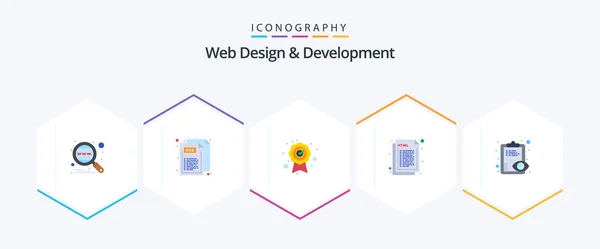 Web Design Development Flat Icon Pack Including Eye Web Style — Stockový vektor