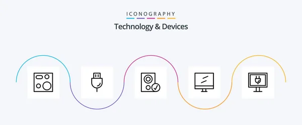 Devices Line Icon Pack Including Mac Computer Products Speaker Gadget — Stockvektor