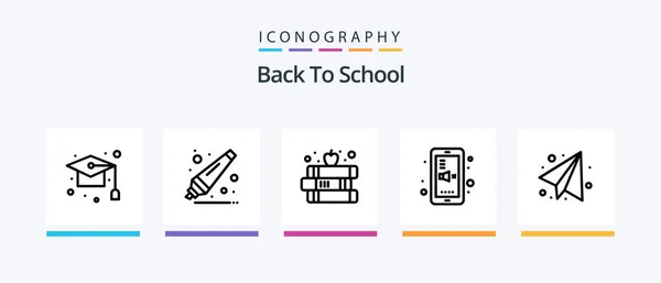 Back School Line Icon Pack Including Graduate Bell Light Education — Stock Vector