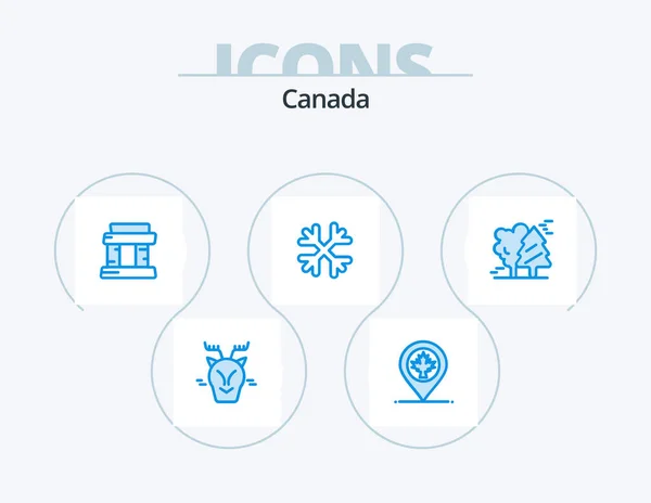 カナダブルーアイコンパック5アイコンデザイン カナダだ ランドマークだ カナダだ 雪の結晶 — ストックベクタ