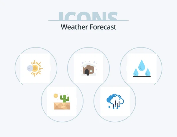 Weather Flat Icon Pack Icon Design Weather Wet Drops — Stock vektor