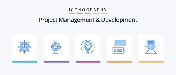 Project Management Development Blue Icon Pack Including Bubble Lightbulb Android — Stockový vektor