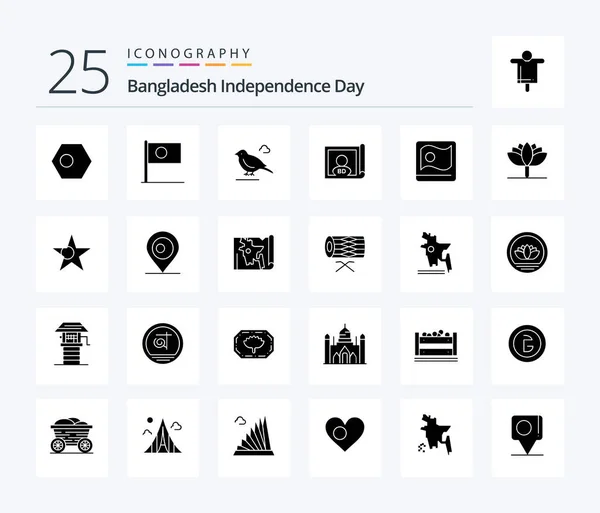 Bangladesh Independence Day Solid Glyph Icon Pack Including Flower Asian — Stockvektor