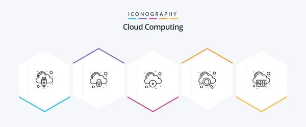 Cloud Computing Line Icon Pack Including Config Find Cloud Search — Stockový vektor