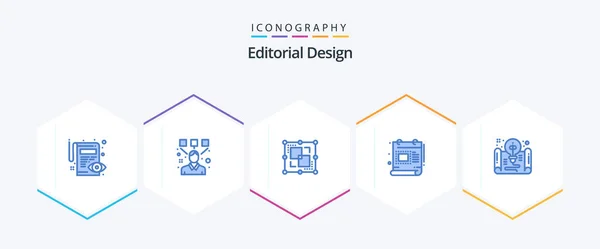 Editorial Design Blue Icon Pack Including Document Scale Divide Document — Image vectorielle