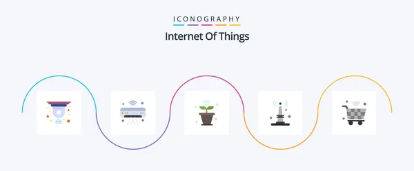 Internet Things Flat Icon Pack Including Things Iot Wifi Internet — Image vectorielle