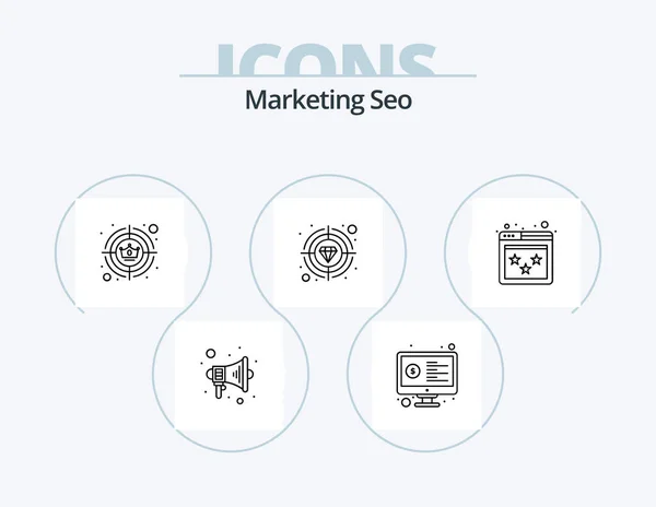 Marketing Seo Line Icon Pack Icon Design Email Cloud Computing — Stok Vektör