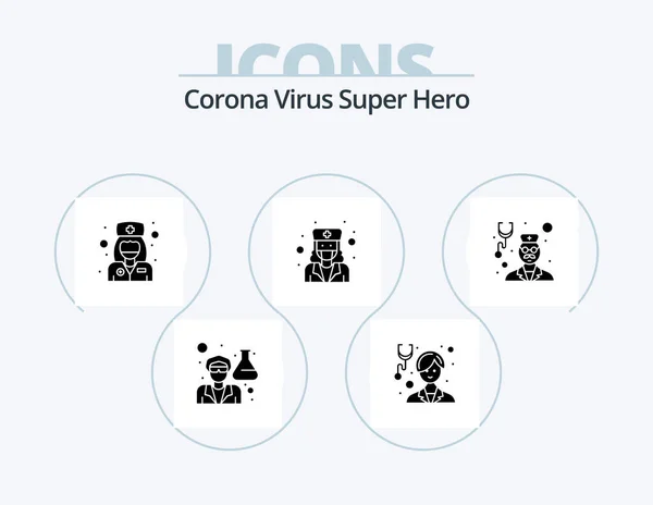 Corona Virus Super Hero Glyph Icon Pack Icon Design Medical — Vetor de Stock