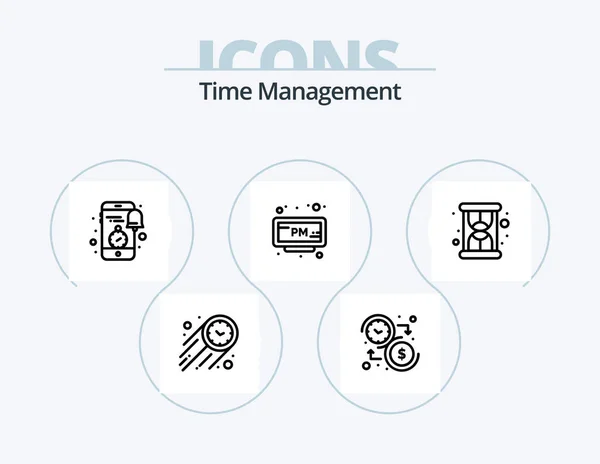 Time Management Line Icon Pack Icon Design Time Gear Time — Vettoriale Stock