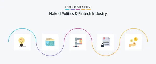 Naked Politics Fintech Industry Flat Icon Pack Including Document Contract — 图库矢量图片