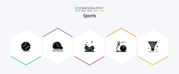 Sports Glyph Icon Pack Including Play Bawling Sport Ball Gym — 图库矢量图片