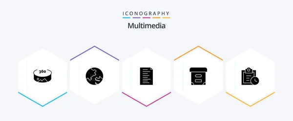 Multimedia Glyph Icon Pack Including Archive Tasks — Image vectorielle