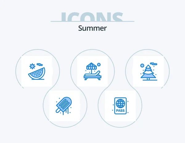 Summer Blue Icon Pack Icon Design Nature Paradise Summer Beach — Stockvector