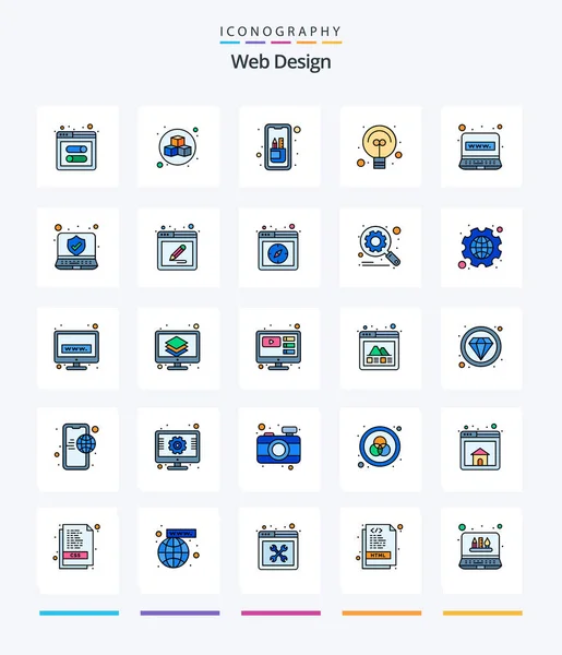 Creative Web Design Line Filled Icon Pack Internet Computer Design — Stockový vektor