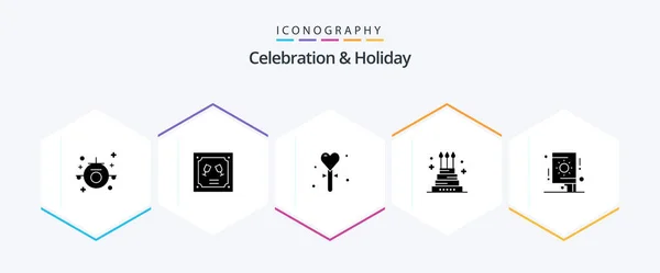 Celebration Holiday Glyph Icon Pack Including Holiday Event Celebration Celebration — Stock Vector