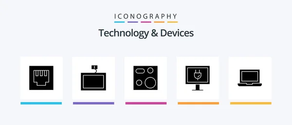Devices Glyph Icon Pack Including Macbook Plate Laptop Creative Icons — Stock vektor
